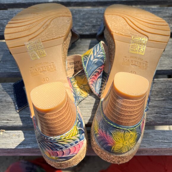 L'Artiste New Spring Step Women's Bari Floral Navy Multi Sandals, Size 40 = 9M - Picture 9 of 12